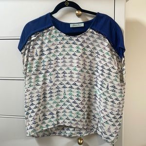 Geren Ford 100% silk short-sleeve blouse size L